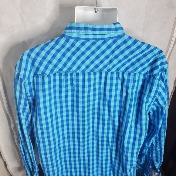 PD&C Classic Plaid Button Down Shirt Men’s XL Blue - Picture 6 of 12